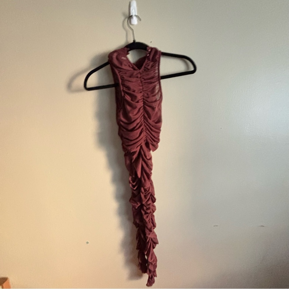 Elegant Burgundy Ruched Dress